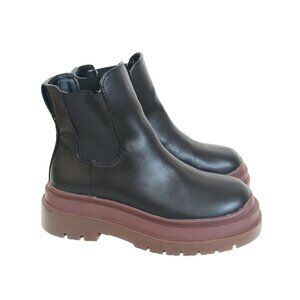 Y2K URBAN OUTFITTERS Women Platform Australian Boots Size 9 Black/Brown Leather